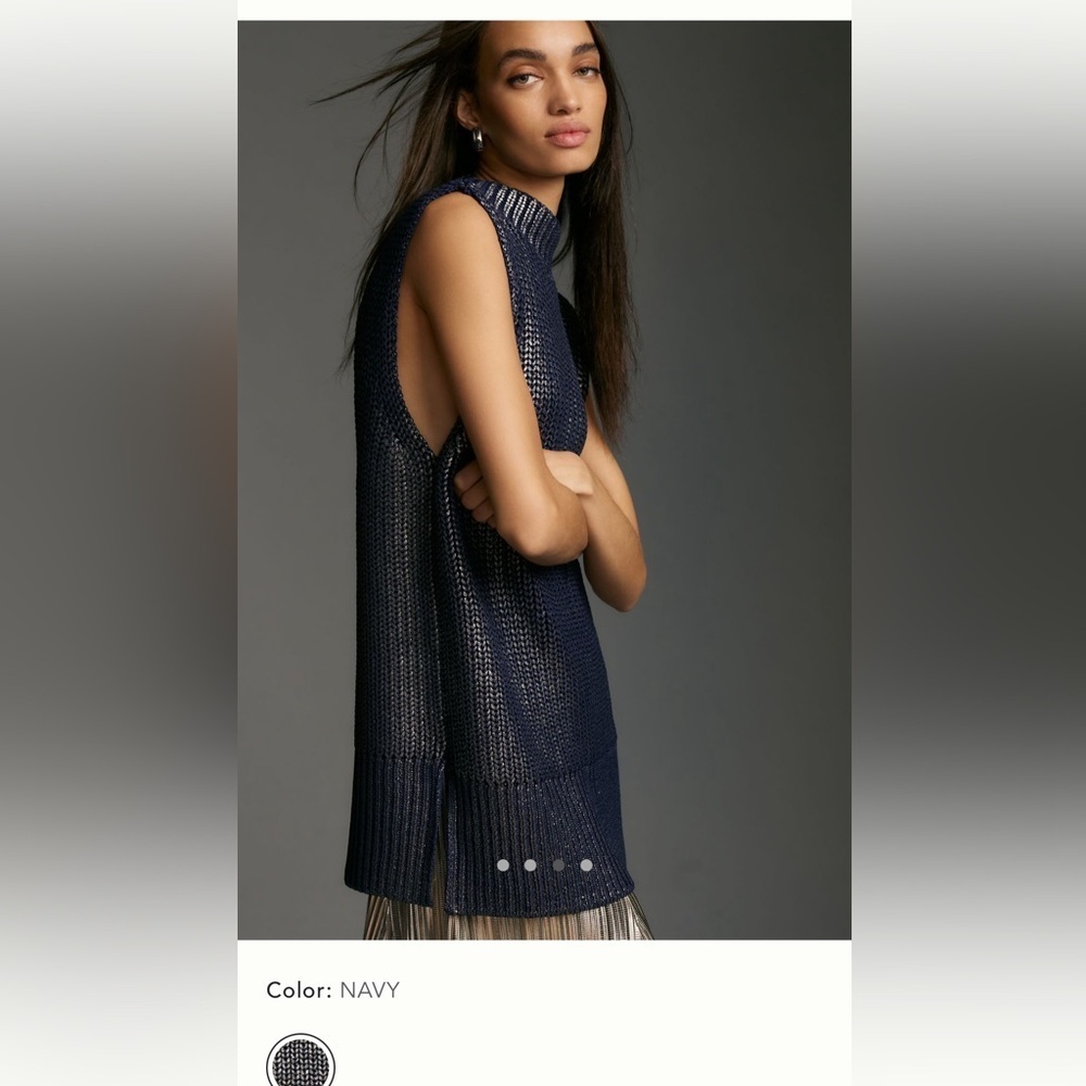Anthropologie pilcro foil oversized sweater vest small medium navy blue long